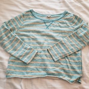 Gap blue stripe slightly cropped light sweatshirt